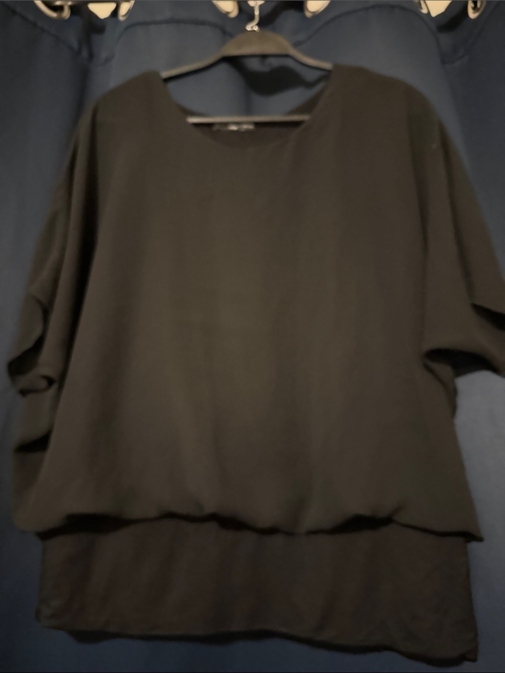 Women's Black Layered Short-Sleeve Blouse